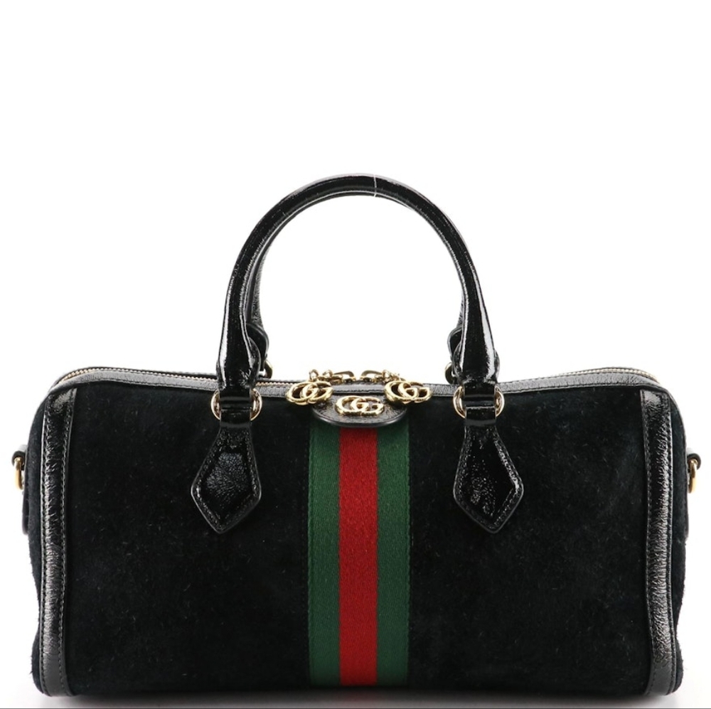 Gucci Ophidia Web Suede and Leather Bag EUC
